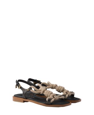 Prada - Women's Flat Leather and Cord Sandals