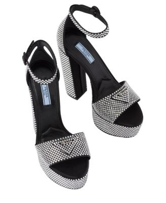 Women's Satin Platform Sandals with Crystals