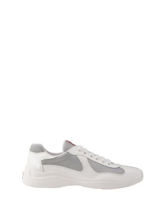 Men's Patent Leather and Technical Fabric America's Cup Sneakers in White