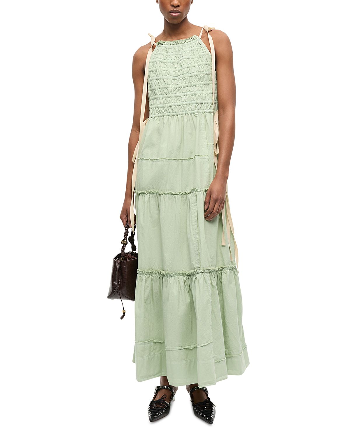 Ganni Shoulder Tie Maxi Dress