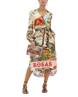 Silk Printed High Low Midi Shirtdress