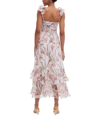 Botanic Flutter Sleeve Hi Low Maxi Dress