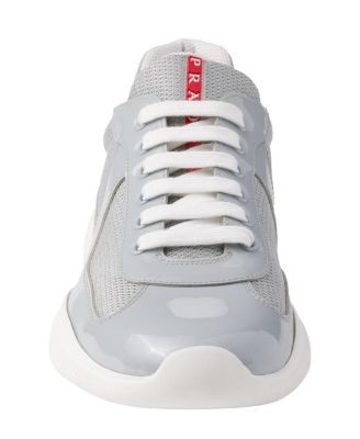 Men's Patent Leather and Technical Fabric America's Cup Sneakers in Grey