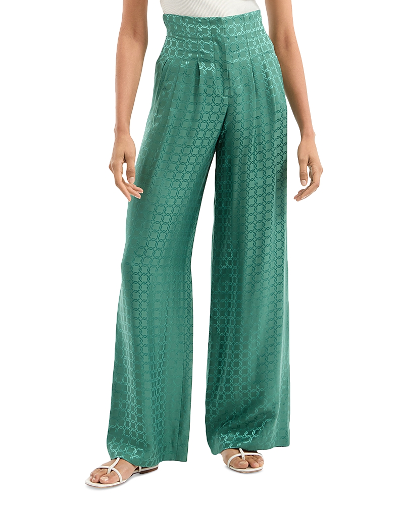 Veronica Beard Colter Geo Print Wide Leg Pants In Green