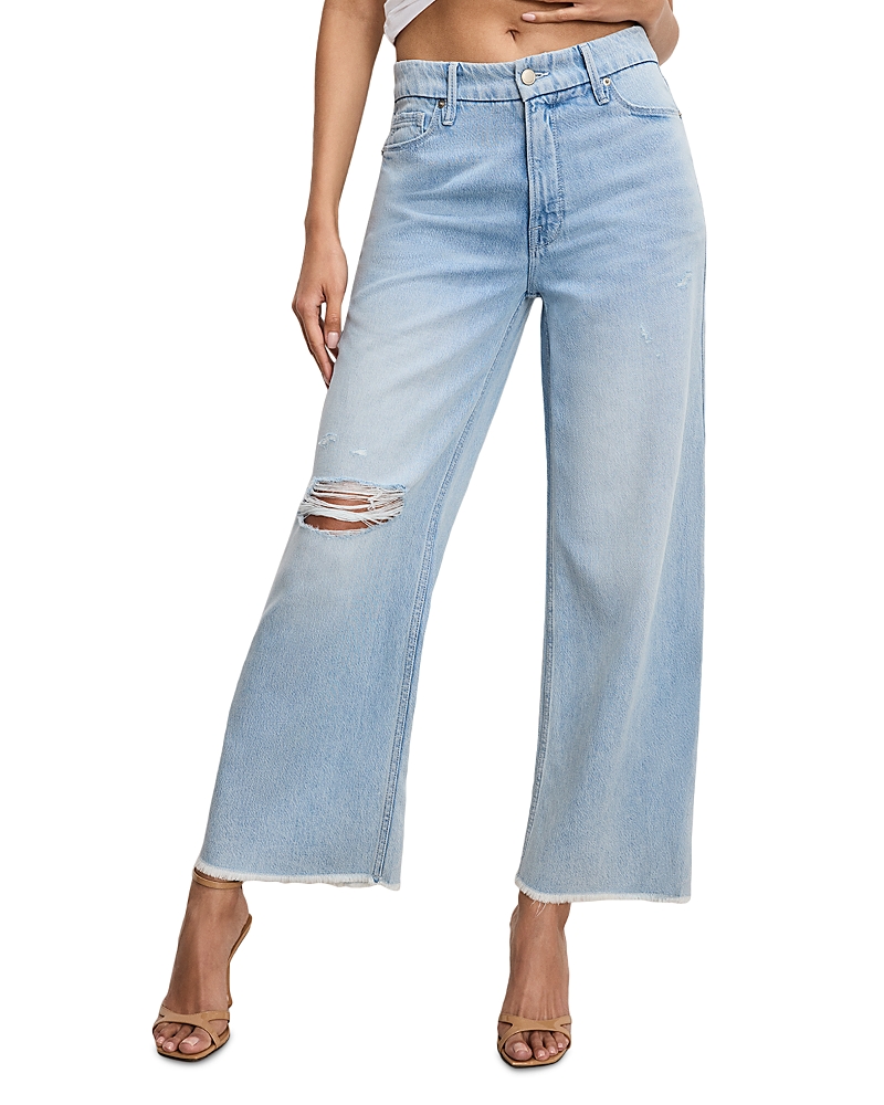 Good American Weightless Good Skate Wide Cropped Jeans in Indigo959