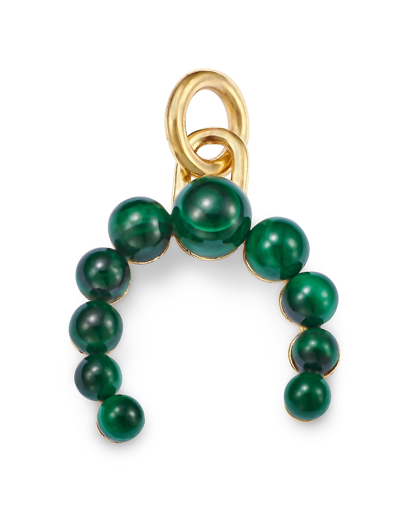 Moon & Meadow 14k Yellow Gold Malachite Bead Curved Charm Pendant