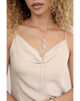 Metal Moderna Lariat Necklace, 33" 