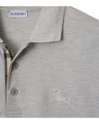 Eddie Cotton Piqu&eacute; Equestrian Knight Embroidered Slim Fit Check Placket Polo Shirt