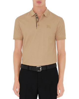 Eddie Cotton Piqu&eacute; Equestrian Knight Embroidered Slim Fit Check Placket Polo Shirt