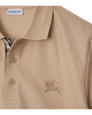 Eddie Cotton Piqu&eacute; Equestrian Knight Embroidered Slim Fit Check Placket Polo Shirt