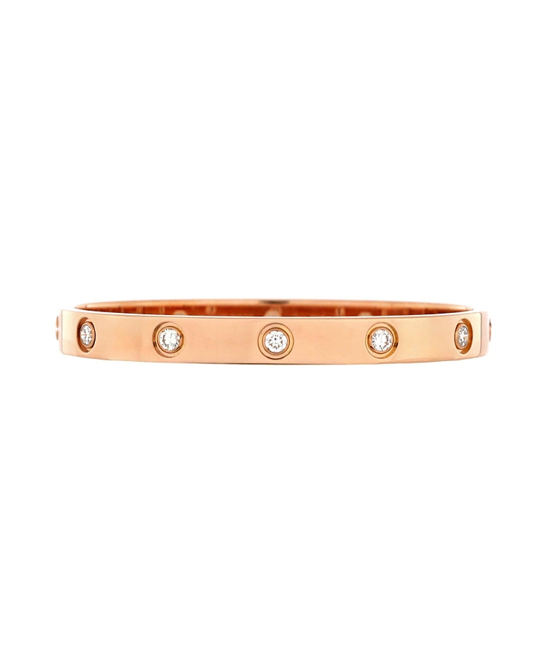 Pre-owned Pre-owned Cartier Cartier Love 10 Diamond Bracelet 18k Rose Gold With Diamonds