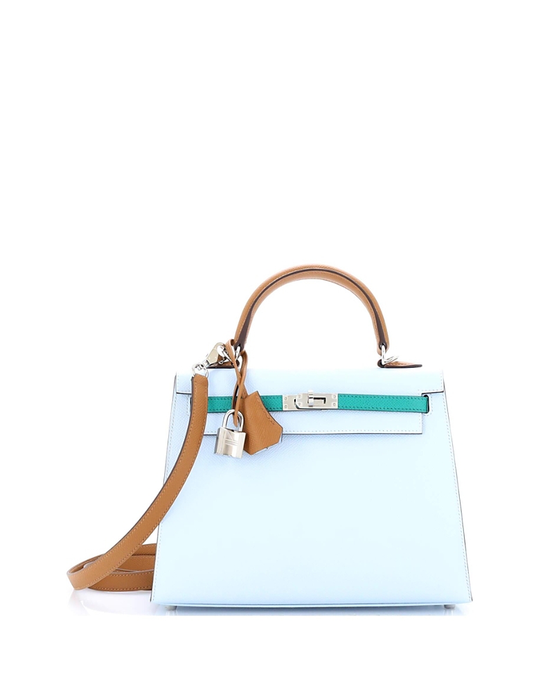 Pre-owned Pre-owned Hermes Hermes Kelly 25 Handbag Tricolor Epsom With Palladium Hardware
