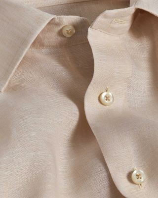 Trim Fit Linen Solid Dress Shirt