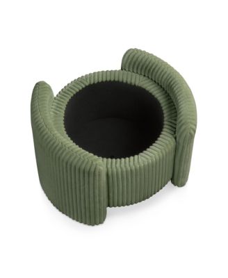 Lyla Chenille Round Storage Ottoman with Reversible Cushion