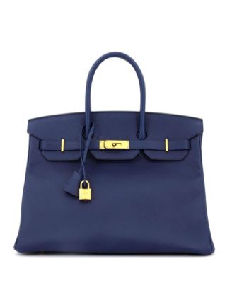 Pre-Owned HERMÈS - Birkin 35 Handbag Blue Epsom with Gold Hardware