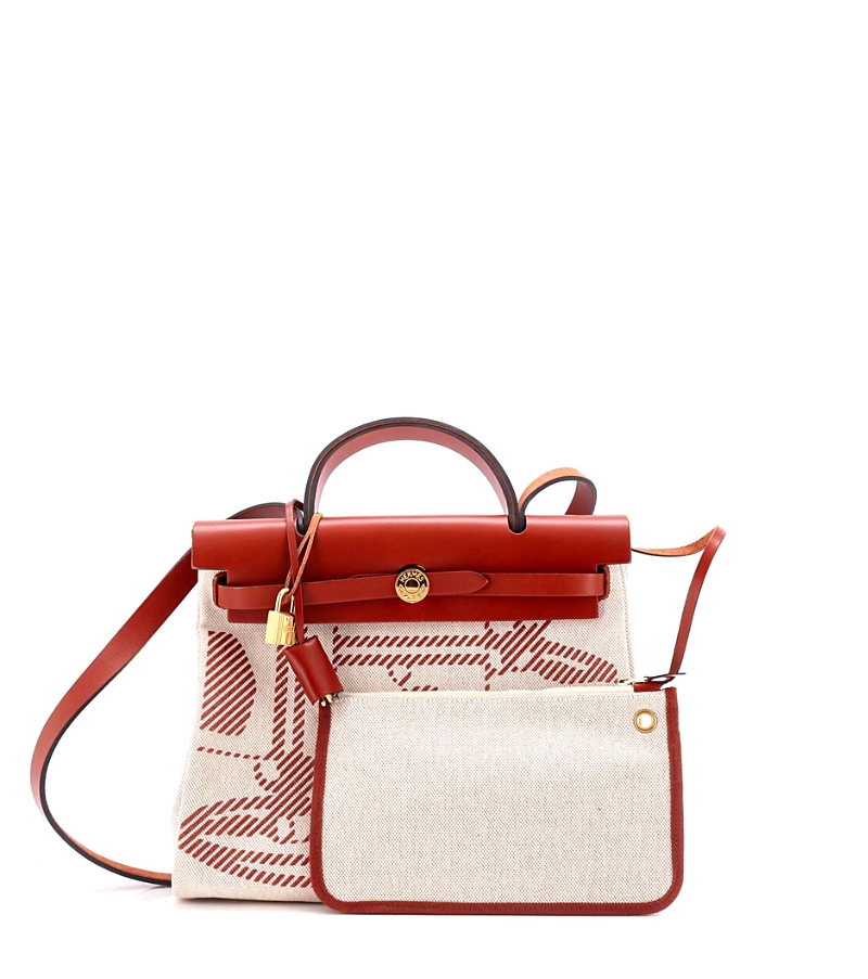 Pre-owned Pre-owned Hermes Hermes 31 Herbag Zip Relief Brides De Gala Toile And Leather