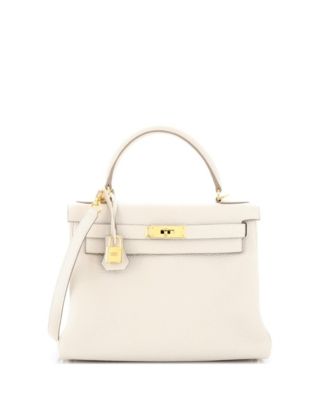 Pre-Owned HERMÈS - Kelly 28 Handbag Light Clemence with Gold Hardware