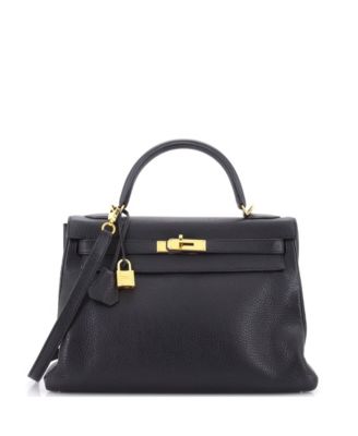 Pre-Owned HERMÈS - Kelly 32 Handbag Black Clemence with Gold Hardware