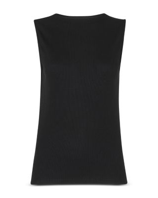 High Neck Rib Detail Tee