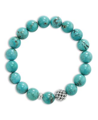 Caviar Ball Beaded Turquoise Bracelet, 10mm