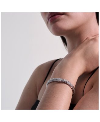 Classic Chain Sterling Silver Small Bracelet with Diamond Pav&eacute;