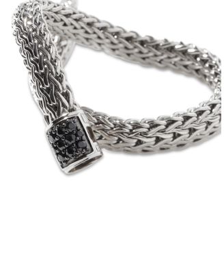 Sterling Silver Icon Bracelet with Pav&eacute; Black Sapphire, 6.5mm