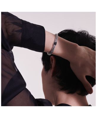 Sterling Silver Icon Bracelet with Pav&eacute; Black Sapphire, 5mm