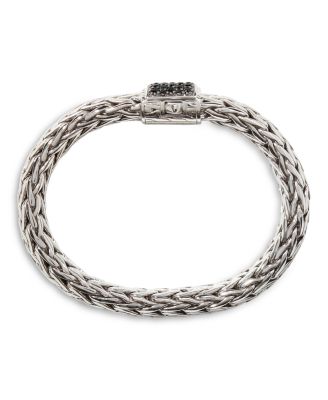 Sterling Silver Icon Bracelet with Pav&eacute; Black Sapphire, 10.5mm