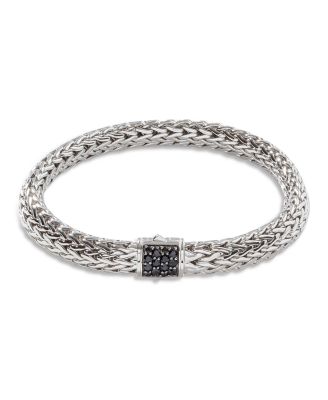  Sterling Silver Icon Bracelet with Pav&eacute; Black Sapphire, 7.5mm