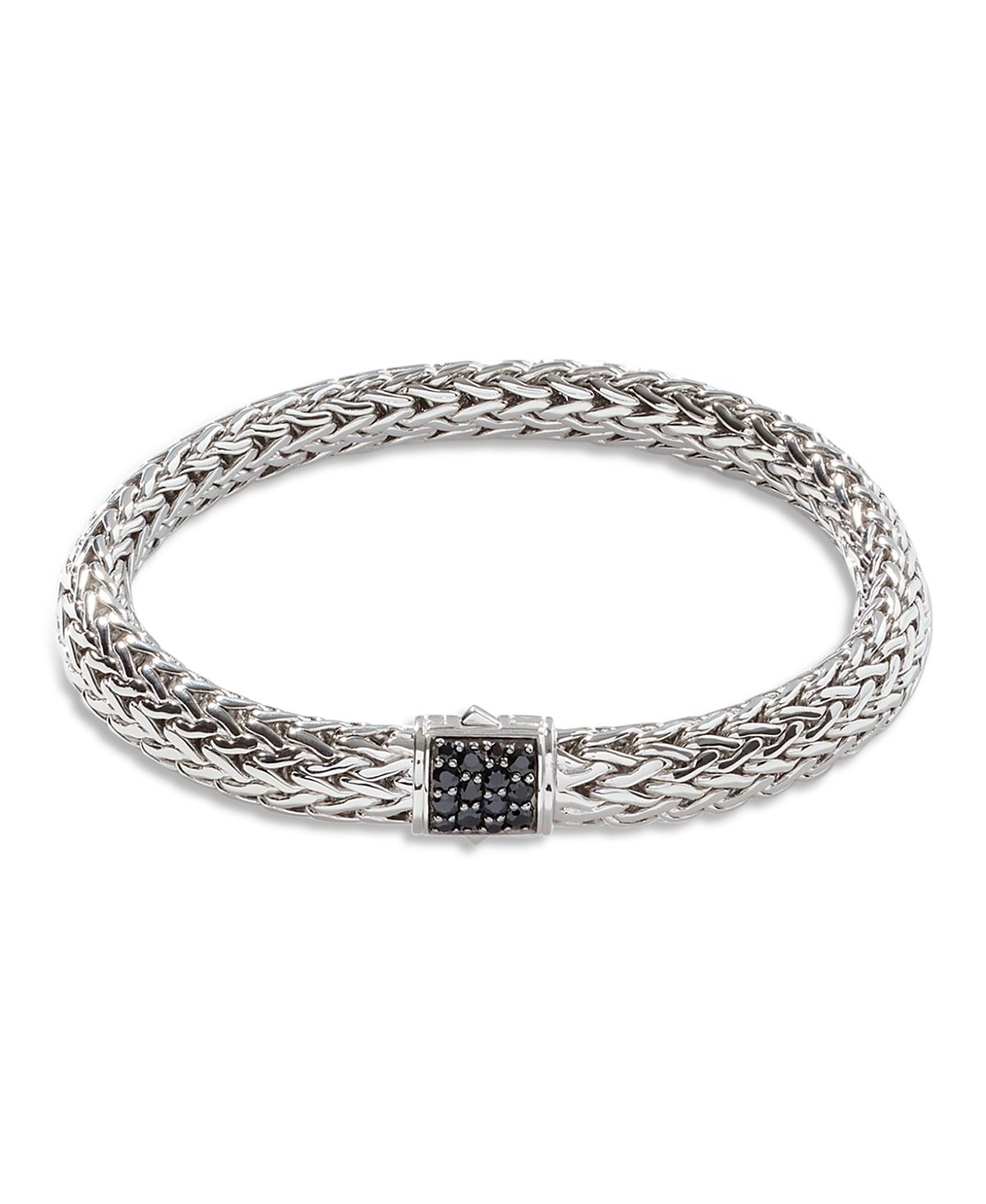 John Hardy Sterling Silver Icon Bracelet with Pave Black Sapphire, 7.5mm