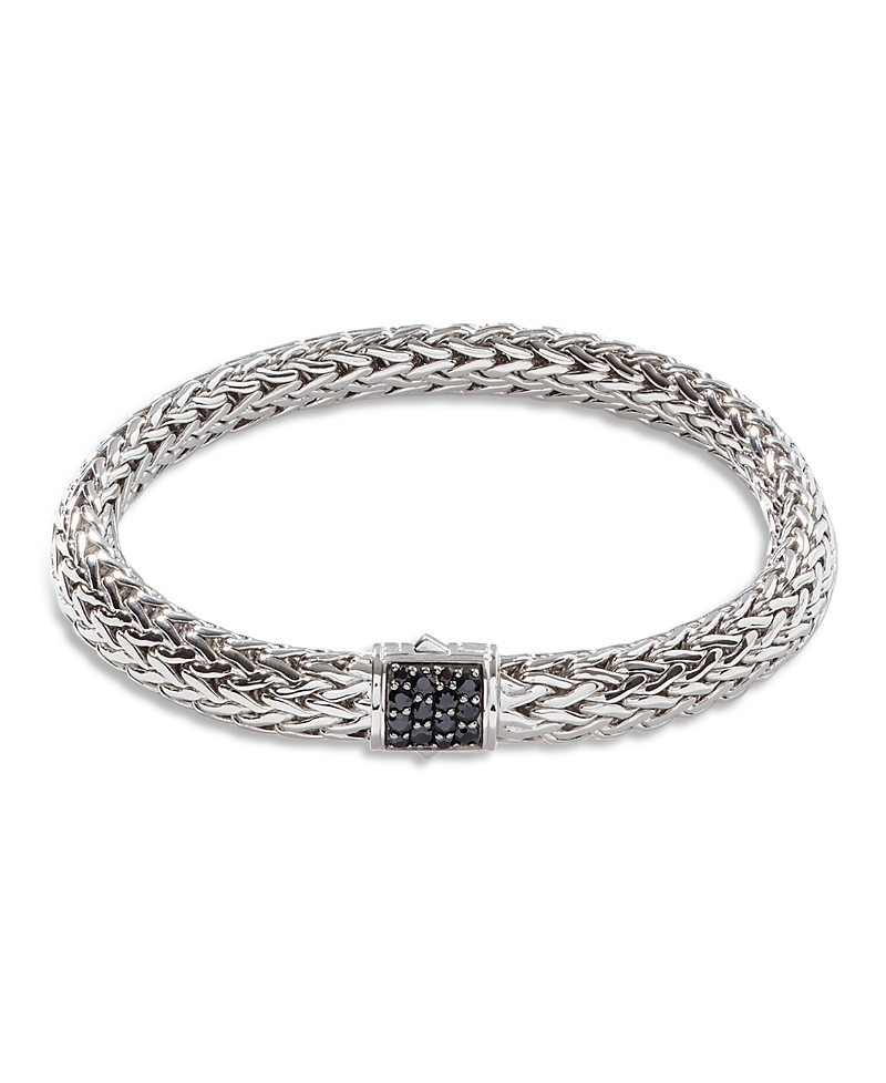 John Hardy Sterling Silver Icon Bracelet with Pave Black Sapphire, 7.5mm