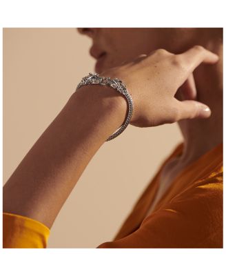 Sterling Silver Legends Naga Blue Sapphire Double Dragon Chain Bracelet