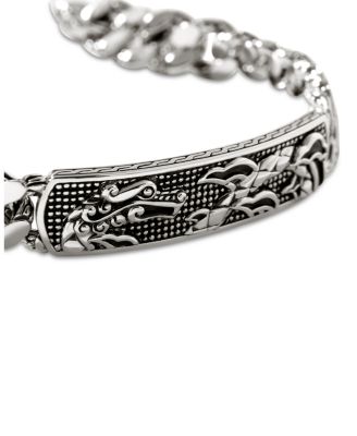 Sterling Silver Legends Naga Dragon Plate Curb Link Bracelet