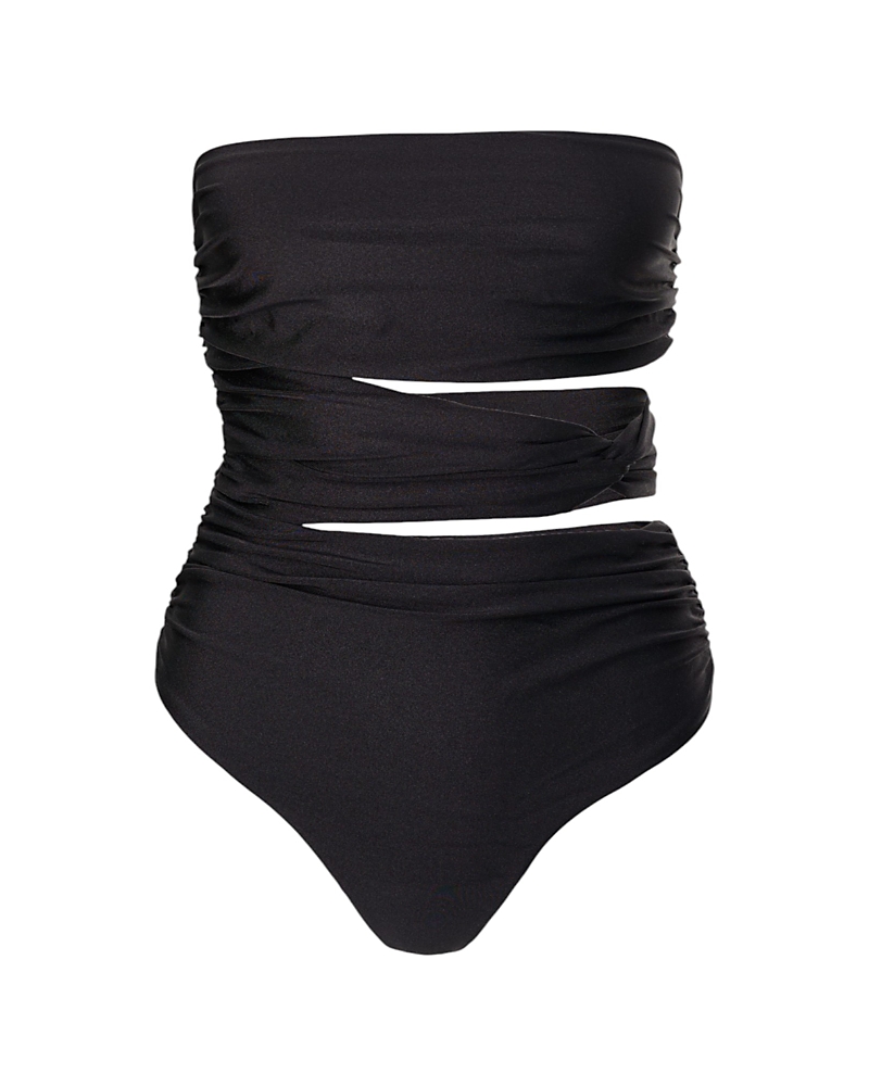 Lamarque Cutout Ruched Bandeau One Piece Swimsuit