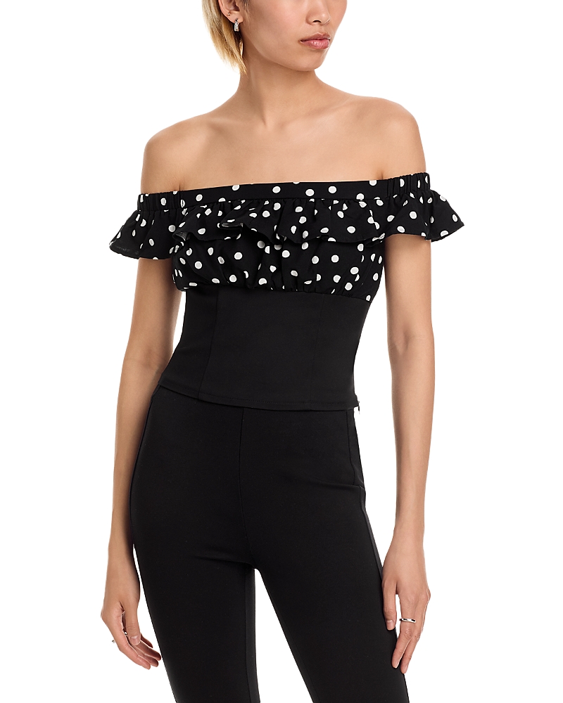 Fore Polka Dot Top In Black