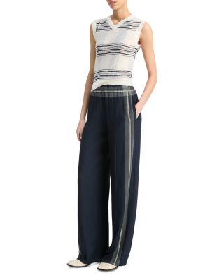 Mid Rise Placed Stripe Pants