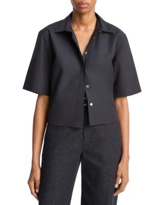 Vince - Cropped Poplin Shirt