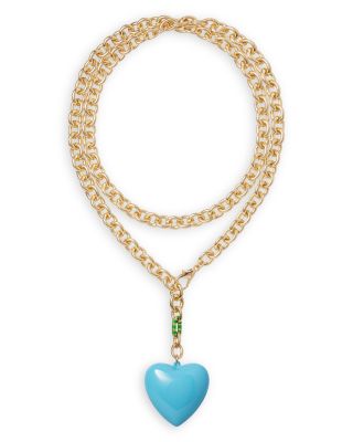 Puffy Heart Pendant Necklace, 34"
