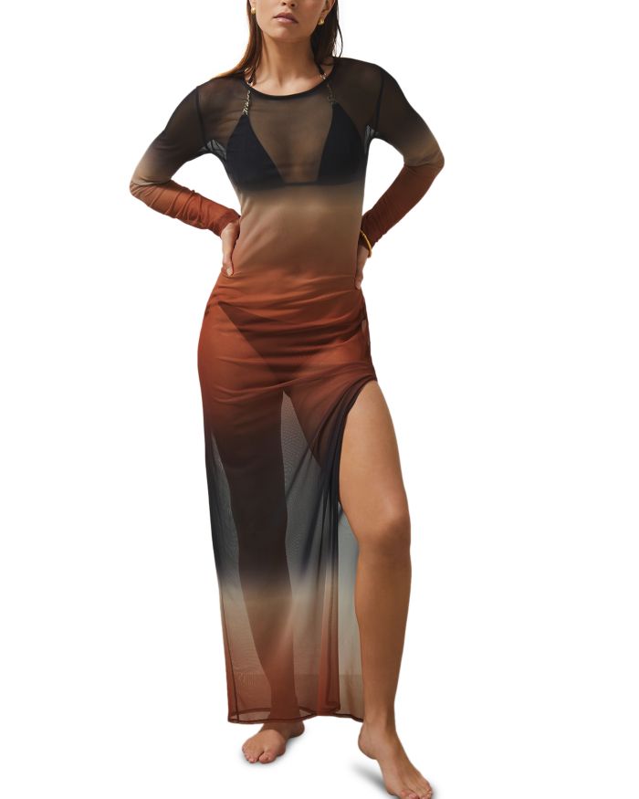 Sienna Long Sleeved Ombré Mesh Dress