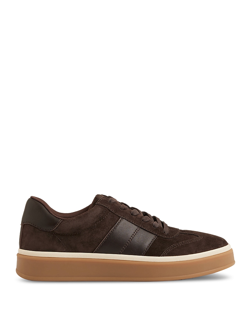 Reiss Chocolate Suede Low-top Trainers In Brown