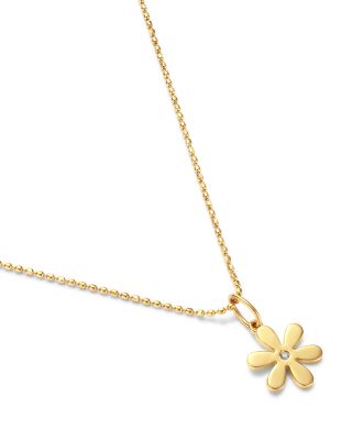 14K Yellow Gold Diamond Accent Daisy Pendant Necklace, 18"