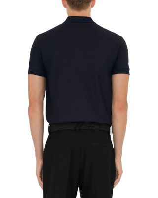 Eddie Cotton Piqu&eacute; Equestrian Knight Embroidered Slim Fit Check Placket Polo Shirt