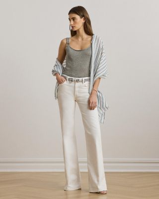 Ring Trim Metallic Sweater Tank Top