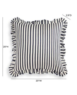 Alessia Striped Ruffle 20&amp;quot; Square Accent Pillow