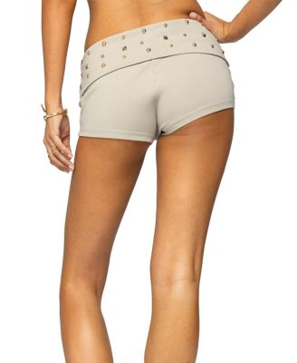 Studded Foldover Micro Shorts