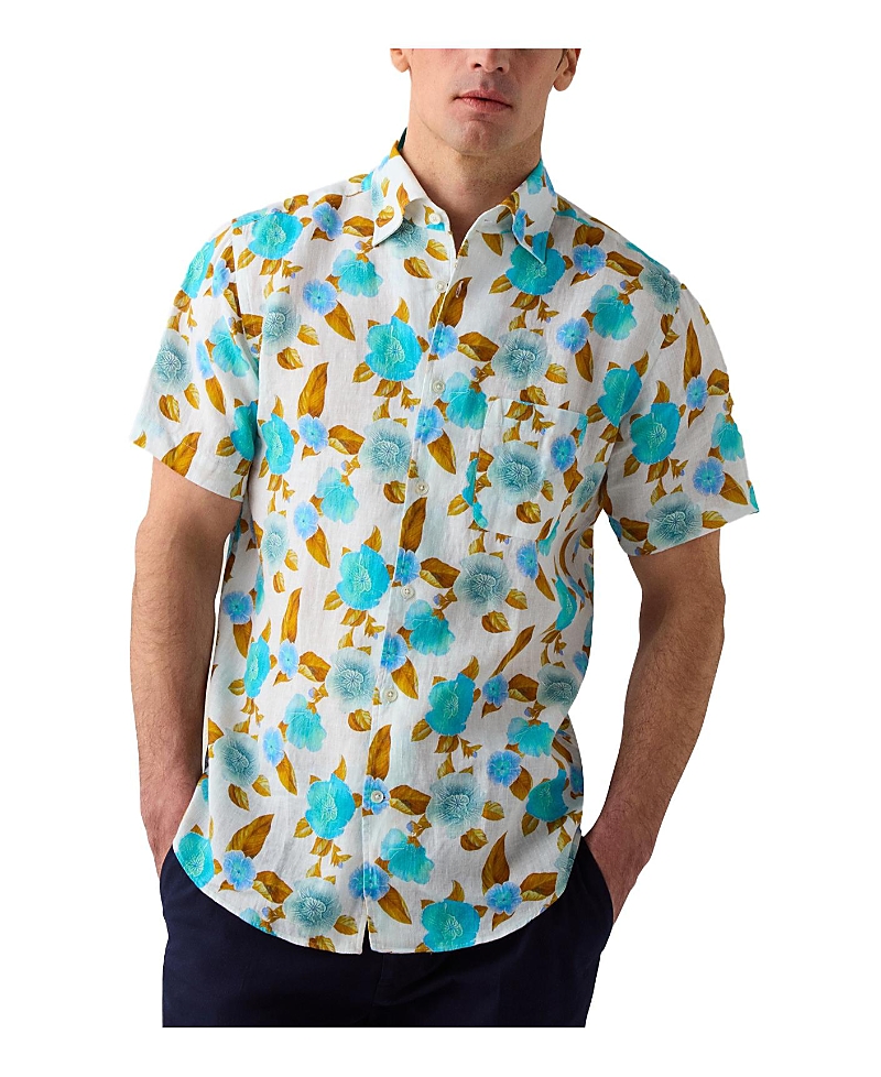Robert Talbott Morgan Floral Print Linen Short Sleeve Shirt