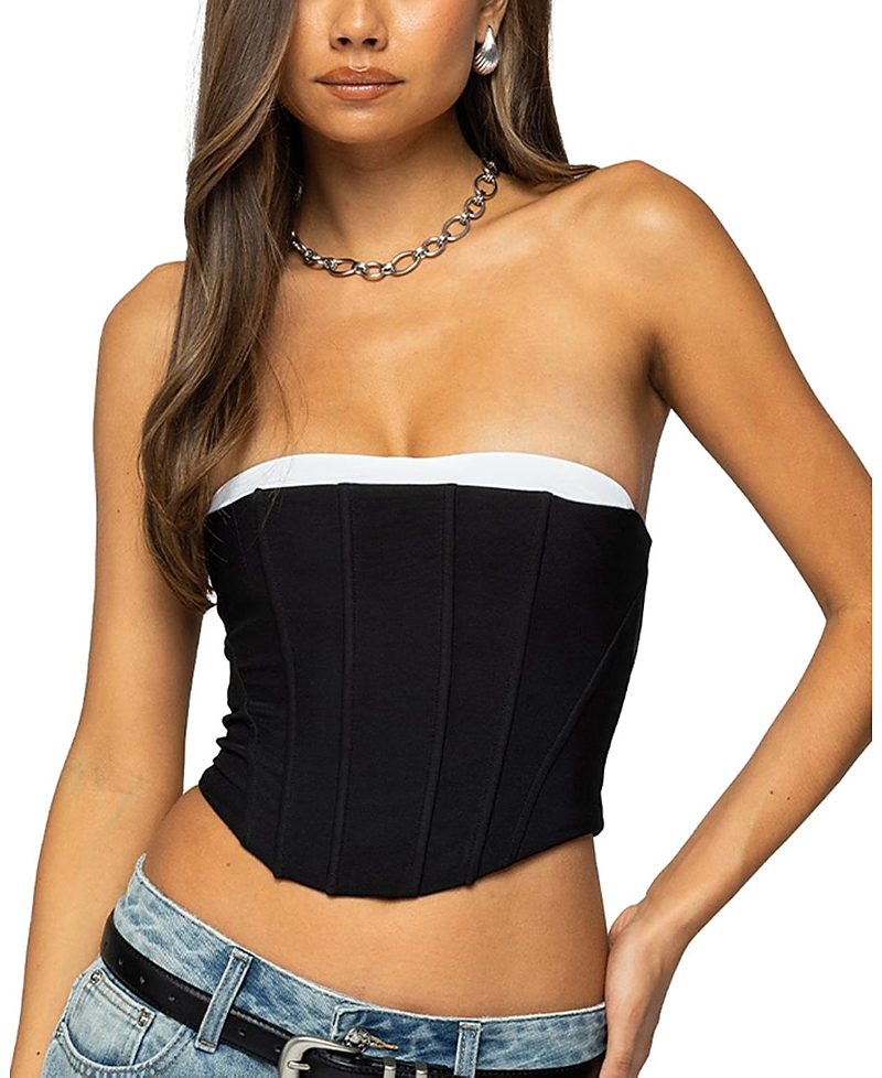 EDIKTED RYLA CONTRAST LAYERED MESH CORSET