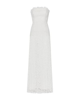 Norelle Strapless Mixed Laces Pleated Dress