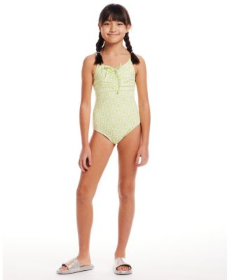 Girls' Floral Check One Piece Swim Suit -  Big Kid
