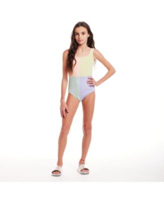 Girls' Color Block One Piece Swim Suit - Big Kid